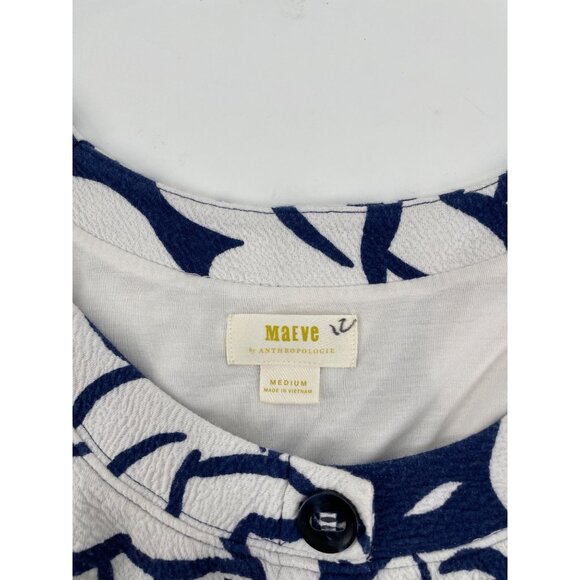 Anthropologie Maeve Amiens Blue Floral Midi Flared Skirt Top Set Womens Medium - Picture 5 of 12